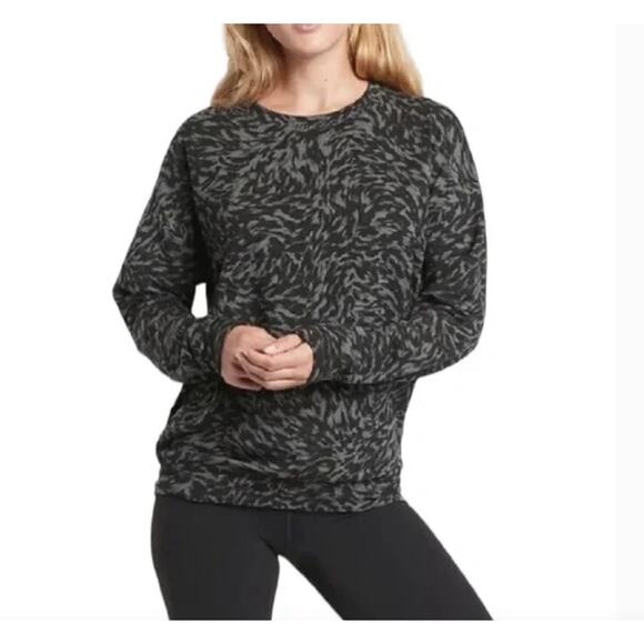 Athleta Sweater Women XS Camo Lux Gray/Back Studio to Street Crew Sweatshirt - Picture 1 of 10